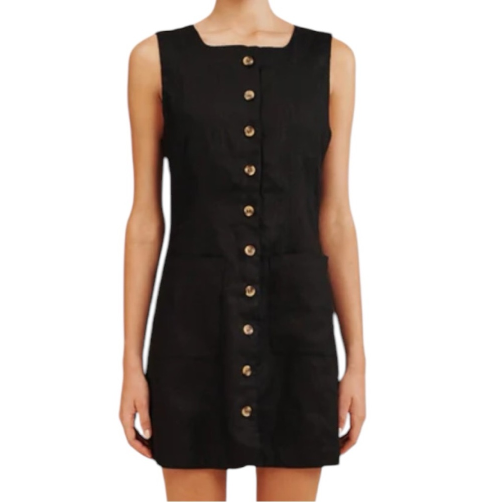 Posse Black Sleeveless Button-Front Mini Dress
